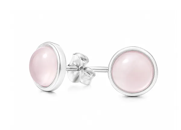 Ohrstecker Rosenquarz cabochon