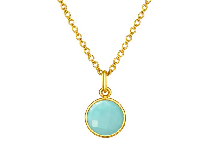 Aqua Calcedon Kette vergoldet