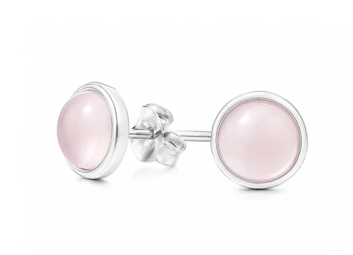 Ohrstecker Rosenquarz cabochon