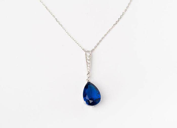 Zirkonia blau Kette